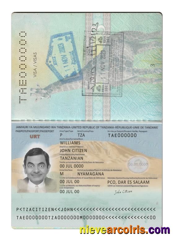 Tanzania passport new 2019-present